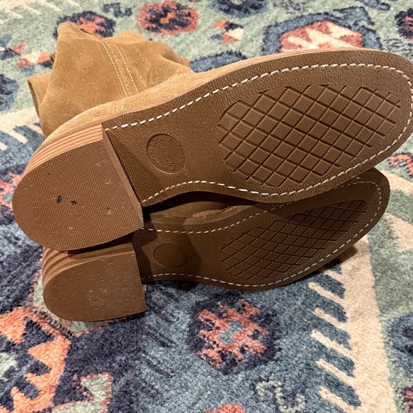 Frye Brown Tan Buck Suede Mid-Calf Heeled Boots - Picture 8 of 8